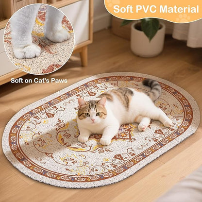 Bienbee Cat Litter Mat, 33" x 22" Large Size Litter Box Mat Rug with Non-Slip Bottom,Urine and Water Proof, Easy to Clean Cat Supplies Essentials for Indoor Kitty Kitten Floor, Brown L
