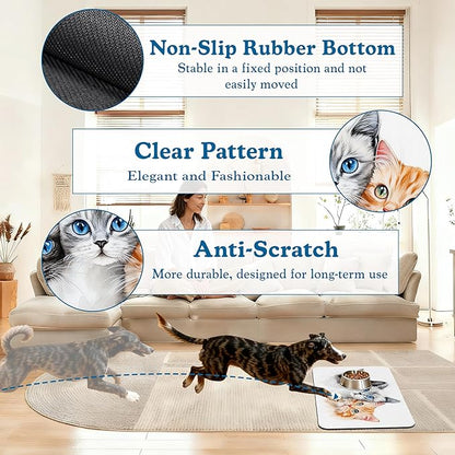 Cute Cats Pet Food Mat for Cats and Dogs–Christmas Stocking Absorbent Quick Dry Feeding Placemat, Non Slip Rubber Base, Waterproof Bowl Mat for Indoor Use, Pet Supplies 16"x24"
