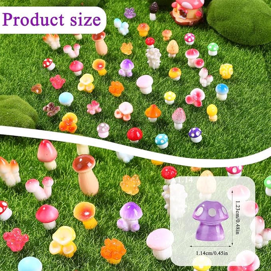 DIYDEC 80pcs Mini Resin Mushroom 80 Style Miniature Mushrooms Figures to Hide Small Tiny Resin Mushrooms Bulk for Dollhouse Decor Micro Fairy Garden Landscape Aquarium Tiny Party Favor Toys