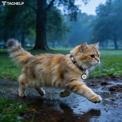 QR Code Cat ID Tag for Collar, Smart Pet ID with Free Online Profile, Instant Scan to Contact Owner, Silent Anti-Lost Cat Tag, No App or Subscription, Black 1”
