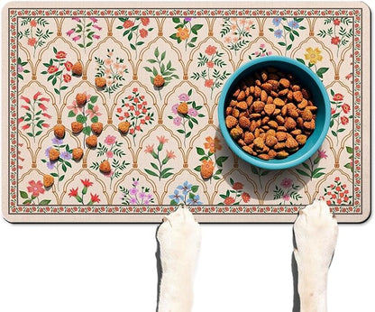 Absorbent Pet Dog Bowl Mat for Food and Water, Pet Cat Food Feeding Mat with Non Slip Rubber Backing, Dog Food Mats for Floors Waterproof, 12"x20"