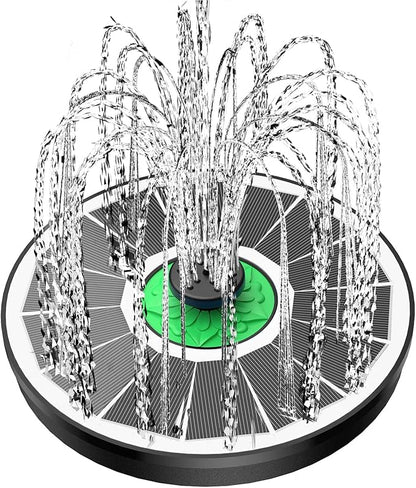 Yzert Solar Fountain for Bird Bath Glass - No Battery, 3.5W Solar Bird Bath Fountains Green Flower with 4 Fixed Rods & 7 Nozzles, Solar Powered Water Fountain for Outdoor, Pond, Pool, Garden