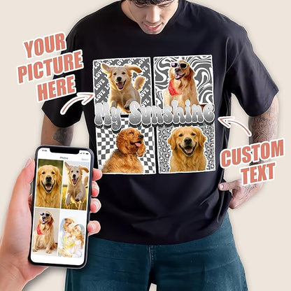 H-DEWALL Custom Shirts Custom Bootleg Rap Shirt for Him Custom Face Shirt with Photo Pet Custom Tees Gift for Dog Cat Lover