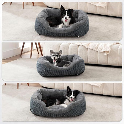 INVENHO Small Dog Bed for Small Dogs, Cat Beds for Indoor Cats Washable, Orthopedic Dog Bed, Warming Soft Calming Sleeping Puppy Bed Durable Pet Bed with Anti-Slip Bottom S(20"x19"x6") (Pack of 2)