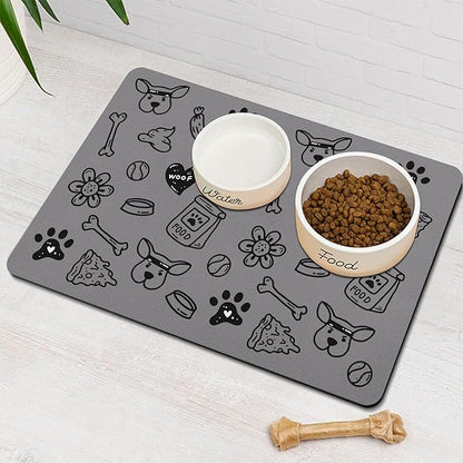 Pet Feeding Mat for Floors Waterproof Dog Mat for Food and Water Absorbent Quick Dry Non Slip mat for Cat Bowls