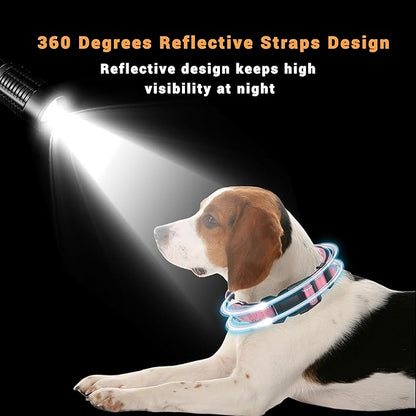 2 Pack Reflective Dog Collar with Safety Locking Buckle, Adjustable Soft Breathable Comfortable Nylon Pet Collar for Small, Medium and Large Dogs, Pink, XL