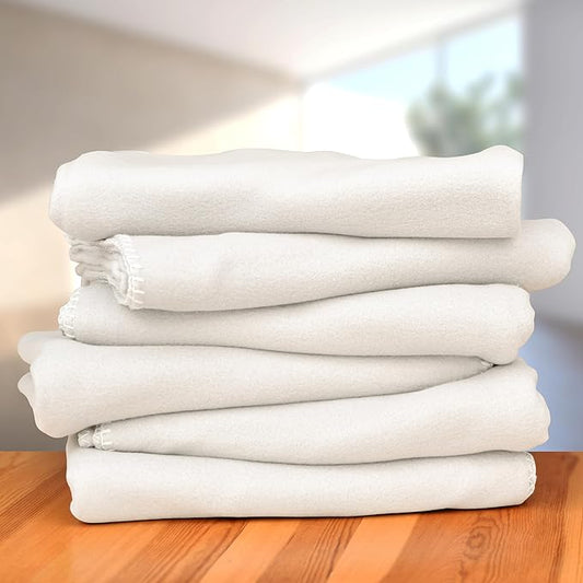 Fleece Throw Blankets Bulk Fleece Blankets Solid Wholesale Lightweight Warm Soft for Pet Bed Sofa Couch Office Wedding Gifts Travel Seasons White 50x60 Inches Pack of 6