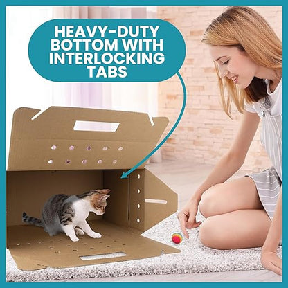 Disposable Cardboard Pet Carrier 12/Case | Sturdy Corrugated Cardboard Carrier