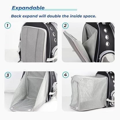 Lollimeow Cat Carrier Backpack, Expandable Bubble Pet Carrier for Cats and Small Dogs, Airline Approved Travel Backpack for Hiking, Walking & Outdoor Adventures - Supports up to 14 lbs