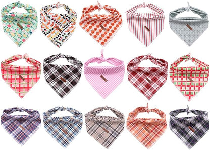 Lionet Paws Dog Bandana Washable Cotton Handkerchief Scarf Triangle Bandana for Small Medium Large Dogs
