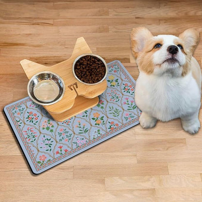 Absorbent Pet Dog Bowl Mat for Food and Water, Pet Cat Food Feeding Mat with Non Slip Rubber Backing, Dog Food Mats for Floors Waterproof, 17"x30"