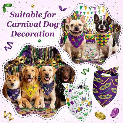 Abbylike 50 Pcs Mardi Gras Dog Bandanas Bulk Purple Green and Gold Bandanas for Dogs Triangle Kerchief Bibs Scarf Set for Pet Carnival Costume Photo Props Accessories Shops (25.6 x 17.7 x 17.7)
