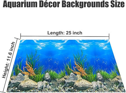 Aquarium Background Poster Water Plants 3D Coral Fish Tank Background Picture Double Sides Fish Tank Stickers 10 20 Gallon Tank 12"x 25"