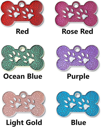 Personalized Dog Cute Paw Pet ID Tag for Pet Collar or Key Chain - cat Name tag, Personalized cat id tag, Kitten Name tag, Kitten id tag (Bone-Shaped-Small: Ocean Blue)