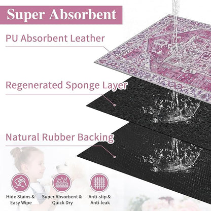famibay Dog Food Mat, Absorbent Cat Dog Mats for Food and Water, No Stains Quick Dry Pet Cat Bowl Mats with Non Slip Backing, Boho Pet Feeding Mat for Floor Waterproof 12"x20"