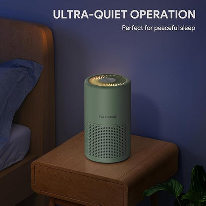 FULMINARE Air Purifiers for Home Bedroom H13 HEPA Air Purifier, 3 Speeds, Timer, 24dB, Small Mini Air Purifier with Night Light, Green