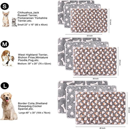 3 Pack Cat and Dog Blanket Soft & Warm Fleece Flanne Pet Blanket, Great Pet Throw Sleep Mat for Puppy Cats Small, Medium & Large Dogs Cute Star/Love/Bone (Medium 30" x 20")
