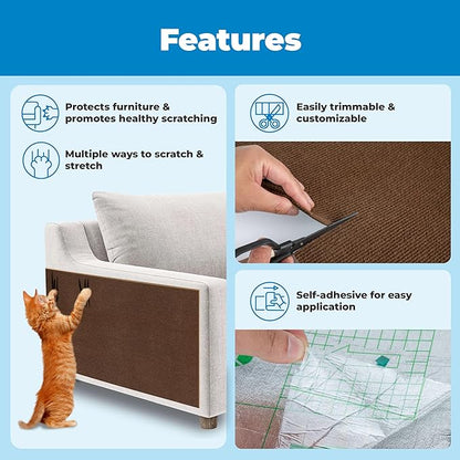 Best Pet Supplies Catify Cat Scratcher, Fun Interactive Scratchers, Posts, Poles, Claw Safe, Furniture Saver Indoor Play Support Natural Cat Behaviors Heavy Duty - Brown (39.4 x 15.8)