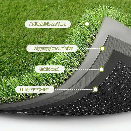 Artificial Grass Rug Indoor Outdoor, 5 x 10FT Fake Grass Turf with Drainage Holes, Realistic Artificial Lawn Rug Dog Pets Mat, Turf Carpet for Garden Lawn Landscape Balcony Patio Backyard Easter Decor