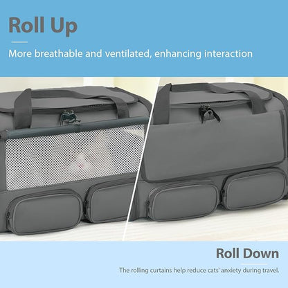 Cat, Dog Carrier for Pets up to 15 lbs, Soft-Sided Collapsible Pet Carrier with Upgraded Sturdy Base, Privacy Curtain and 2 Storage Bags, Cat Bag for Medium Cats and Small Dogs