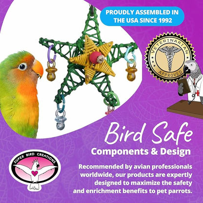 Super Bird Creations SB586 X-mas Star Bird Toy, Small Bird Size, 4.5" x 3"