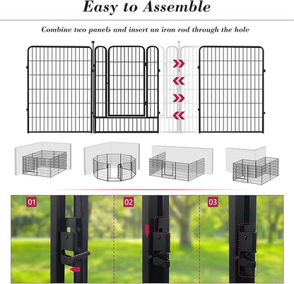 Dog Playpen 40 inch 30 Panels Indoor Outdoor Dog Pen for Large/Medium/Small Dogs Heavy Duty Metal Dog Fence Outdoor for Yard, Puppy Playpen with Door Portable Pet Fence for RV Camping Yard