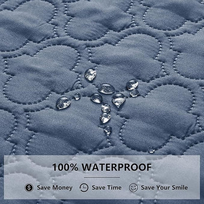 Waterproof Couch Cover for Dogs Washable, Reversible Dog Bed Blanket Pet Sofa Furniture Protector(52x82 Inch, Blue+Cream)