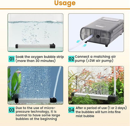 hygger Aquarium Bubble Strip, Nano Air Bubble Curtain Wall Aquarium Air Stone Kit, Quiet High Dissolved Oxygen Diffuser Fish Tank Bubbler Decorations for Freshwater Saltwater (5.9 Inch)