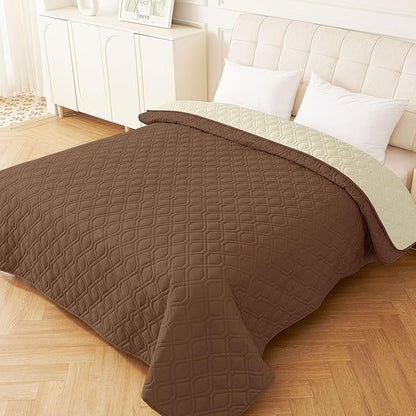hyha Waterproof Dog Bed Blanket, Soft Pet Blankets, Waterproof Couch Cover for Dogs, Reversible Sofa Covers Washable for Furniture (52x82 Inch, Brown/Beige)