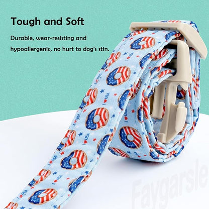 Faygarsle Patriotic Dog Collar, 4th of July Design, American Flag Pattern, Light Blue Summer Design for Small Medium Large Dogs XS