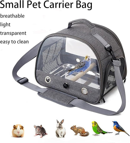 Bird Travel Carrier with Standing Perch, Lightweight Breathable Parrot Cage, Small Pet Carrier Bag with Shoulder Strap, Portable Bird Travel Cage with Stainless Steel