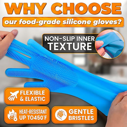 Cat & Dog Washing Gloves for Bathing – 2-in-1 Design Dog Scrubbing Gloves for Grooming, Massaging, and Paw Cleaning