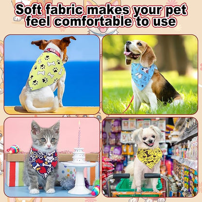 Aliceset 180 Pcs Dog Bandana Bulk Paw Print Bandanas for Dog Cute Scarf Bibs Soft Pet Triangle Scarf Adjustable Holiday Costume Neckerchief for Boy and Girl, Small and Medium Pet