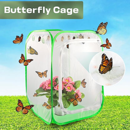 Mesh Plant Tent Enclosure, Pop-Up Cage Plant Cover, Outdoor Garden Protection Guard for Pests, Bird, Pest (28 x 28 x 48 Inches)