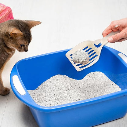 Cat Litter Scoop, Durable Plastic Kitty Litter Sifter Scooper with Wide Slats Comfy Handle Deep Shovel Pooper Lifter Captures All Clumps for Easy Sifting Pine Pellets Box (Milky White)