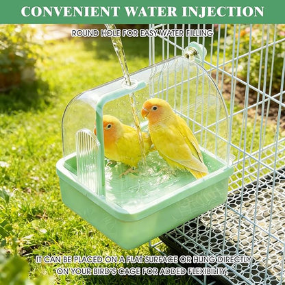 Pacify Automatic Bird Bath for Cage, Hanging Bird Shower with Pump, Circulating Water Indoor Parakeet Bathtub Bird Cage Accessory for Parrot, Parakeet, Cockatiel, Budgie, Conure, Lovebird