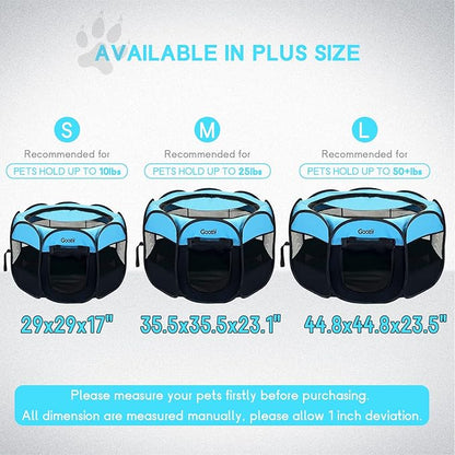 Dog Playpen for Large Dogs Portable Collapsible, Indoor Outdoor Cat Pet Puppy Exercise Play Pen Tent Crate Cage with Zipper Door Top Cover Floor for Camping (Large Size, Blue)