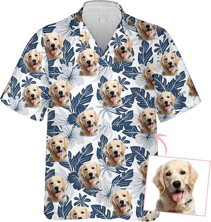 DILYPOD Custom Hawaiian Shirt with Face, Personalized Button Down Hawaiian Shirts for Men, Women, Photo Hawaiians Shirt
