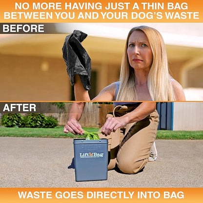 Neater Pet Brands Lift N’ Bag 2.0 Dog Pooper Scooper with Bag Attachment for Small to Large Dogs, New & Improved Design, 195 Refill Bags, Heavy Duty Dog Poop Scooper for Yard & Walks, One-Hand Use