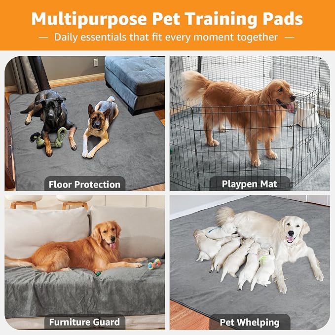 Washable Dog Pee Pads 24x36 2Pack Reusable, Absorb Dog Mats Non-Slip for Puppy Training, Whelping, Potty, Playpen, Crate