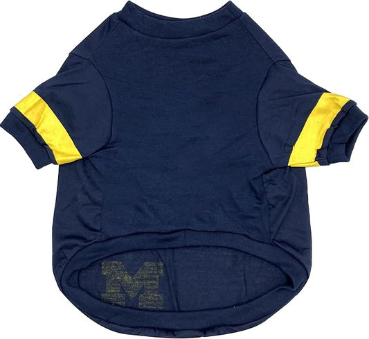 Pets First NCAA Michigan Wolverines T-Shirt for Dogs & Cats. Size Large. Football/BASKTBALL Dog Shirt for College NCAA Team Fans. New & Updated Fashionable Stripe Design
