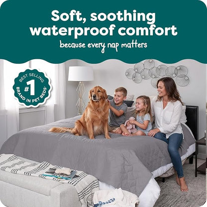 FurHaven Waterproof Blanket & Furniture Protector Cover with Non-Slip Backing, Machine Washable, Jumbo/King, Quilted Twill, Gray