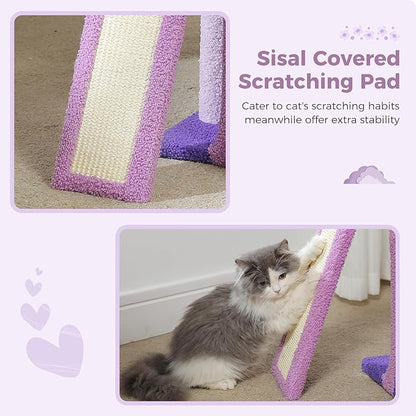 PETEPELA Flower Cat Tree for Indoor Cats, 32'' Small Cat Tower Cat Condo with Sisal Scratching Ramp, Cozy Hammock and Removable Flower Bed Perch for Kittens, Purple
