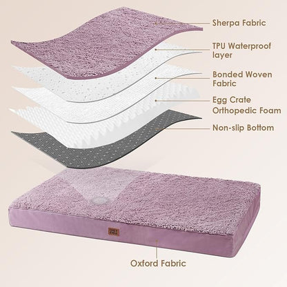 EHEYCIGA Orthopedic Dog Beds for Large Dogs with Removable Washable Cover, Fog Purple, 36x27