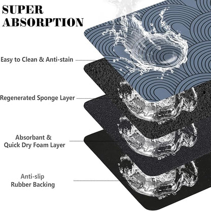 Dog Food Mats for Floors Absorbent, Pet Cat Food Mat - Quick Dry Dog Bowl Mats for Food and Water, Eco-Friendly Boho Pet Supplies