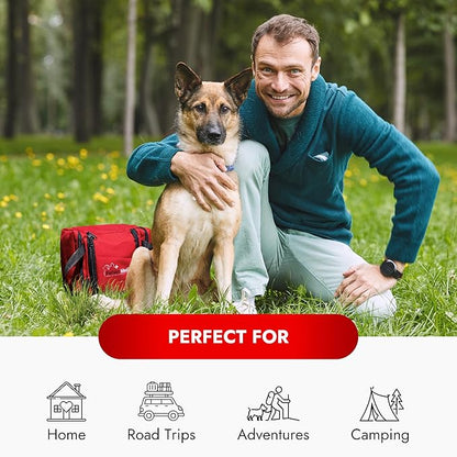 Cat & Dog First Aid Kit - Dog Emergency Kit, Health Supplies & Wound Care -with Thermometer, Bandages for Wounds - Essentials, Travel Bag (Large)