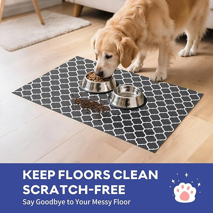 Cooyes Large Dog Food Mat 17.5"×36", Ultra-Absorbent Dog Bowl Mat for Food and Water, Pet Feeding Mat with Non-Slip Rubber Back, Cat Placemats with Water-Locking Bottom That Protects Floors