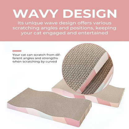 Cat Scratching Board cat Scratcher Cat Scratch Pad Cardboard cat scratchers for Indoor Cats Reversible Large Wide Corrugated with Catnip(2pcs)