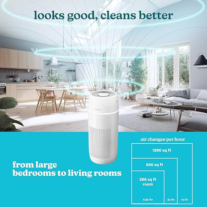 Homedics 5-in-1 PetPlus UV-C Air Purifier - 360-Degree HEPA Filter for 266 Sq Ft, Air Purifiers for Pets, Bedroom, and Home with Essential Oil Pads and Built-In Timer, 3 Speed Settings, White