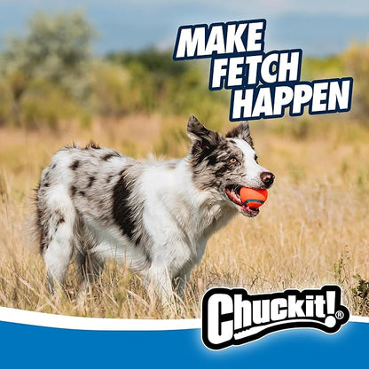 Chuckit! Ultra Dog Ball & Launcher Bundle Classic 26M 26" Length with 2 Pack Medium (2.5") Bouncy Fetch Balls for Dogs 20-60 lbs, Dog Fetch Ball Thrower